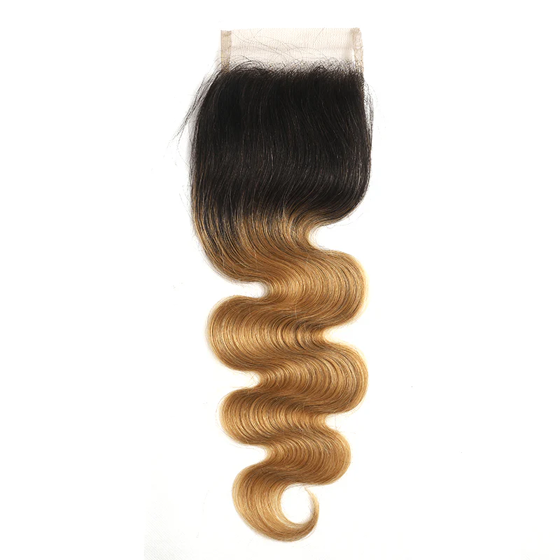 Lemoda 1B/27 Ombre Body Wave 4 Bundles With 4x4 Lace Closure 100% Virgin Human hair - Image 3