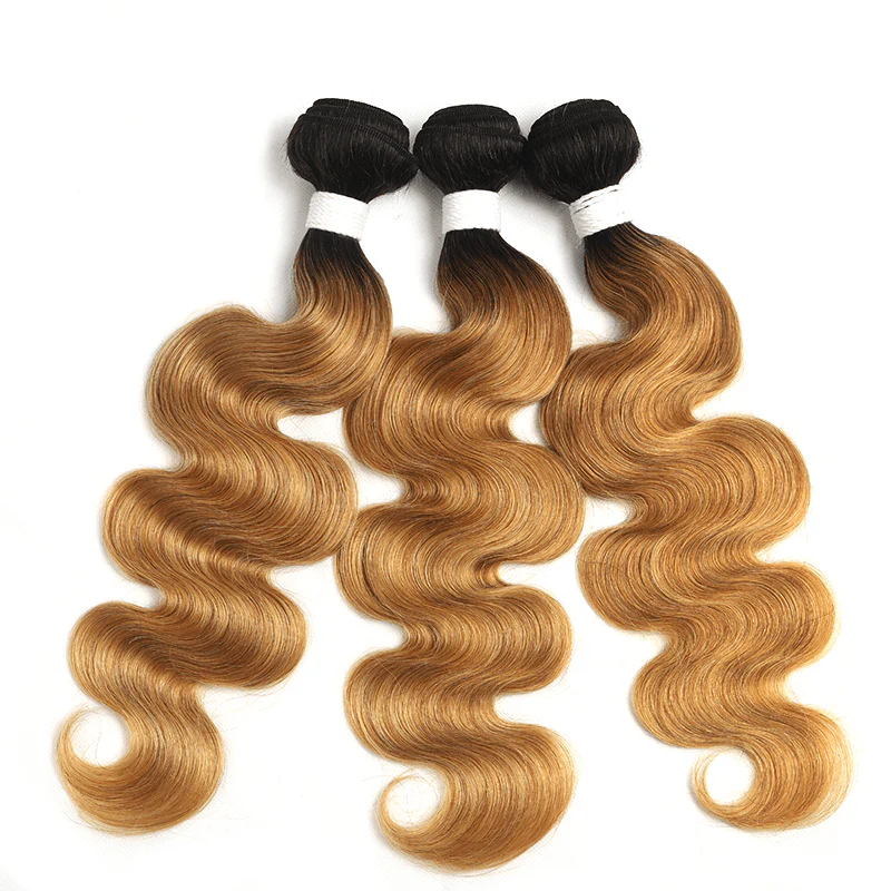 Lemoda 1B/27 Ombre Body Wave 4 Bundles With 4x4 Lace Closure 100% Virgin Human hair - Image 5