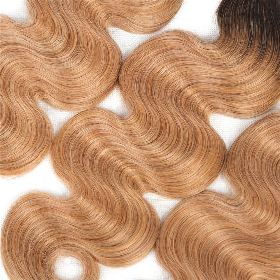 Lemoda 1B/27 Ombre Body Wave 4 Bundles With 4x4 Lace Closure 100% Virgin Human hair - Image 6