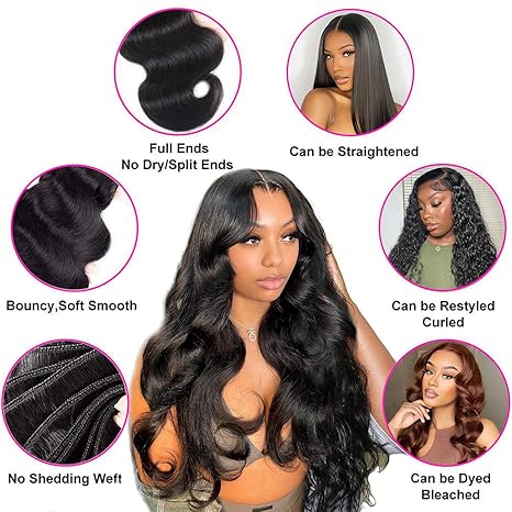 3 Bundles Natural Black Body Wave Brazilian Virgin Hair 10-28 inch 3 Pieces Pack - Image 7