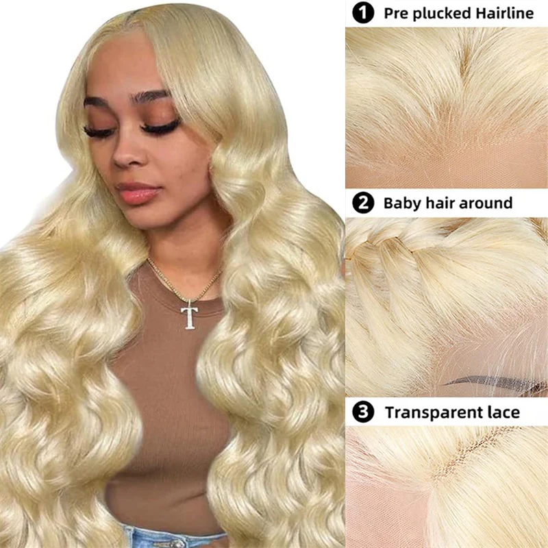 Lemoda Body Wave Lace Frontal 613 Blonde 13x4 HD Transparent Lace Closure - Image 3