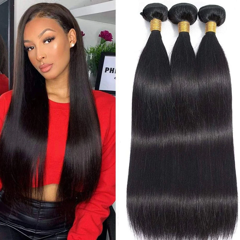 3 Bundles Brazilian Virgin Human Hair Long Weft Straight Long Hair Extension - Image 6