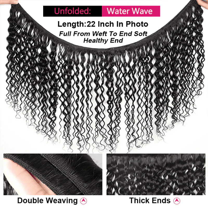 Indian Human Hair 4 Bundles Water Wave Virgin Hair Weaves - Image 6