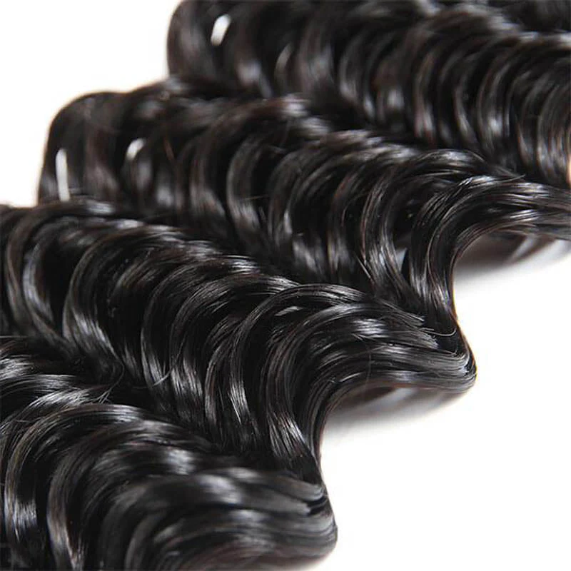 Deep Wave Brazilian Hair Bundles With 13x4 Lace Frontal - Image 6