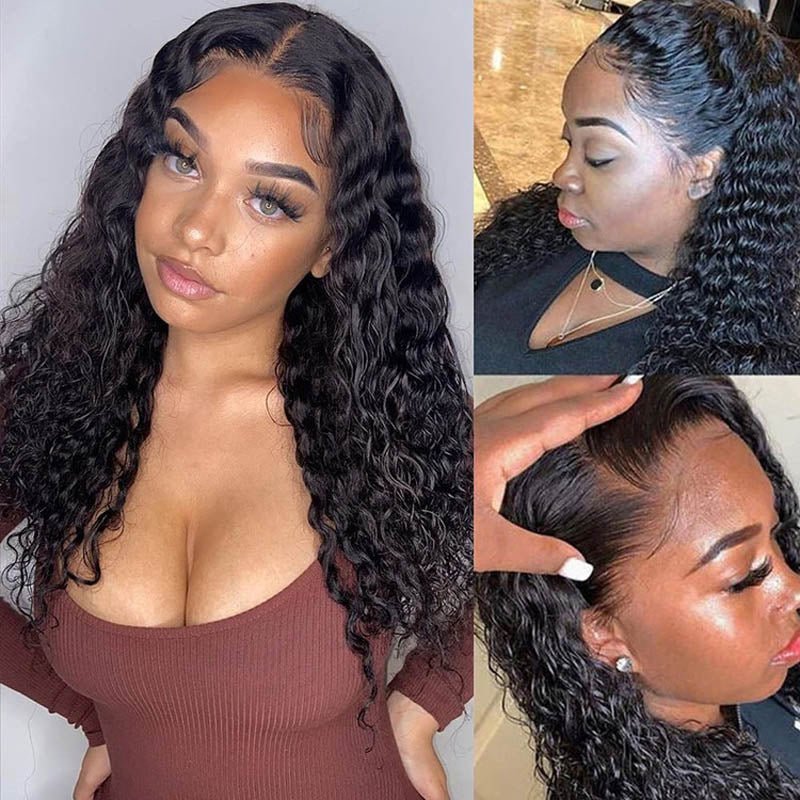 Deep Wave Brazilian Hair Bundles With 13x4 Lace Frontal - Image 7