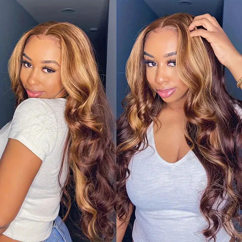 Lemoda P4/27 Highlight Body Wave Brazilian Human Hair 3 Bundles With 13x4 Lace Closure - Image 3