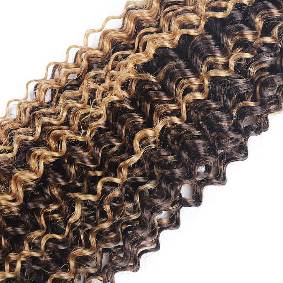 Lemoda P4/27 Highlight Kinky Curly 3 Bundles With 4x4 Lace Closure 100% Human Hair - Image 5