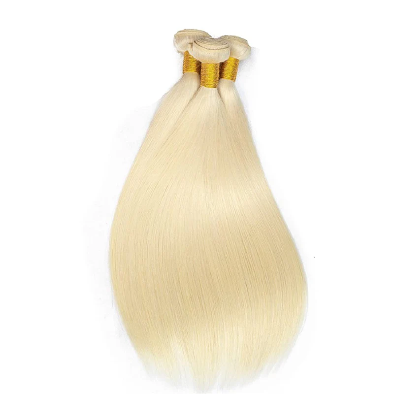 Lemoda 100% Virgin Human Hair 613 Blonde Straight Hair 3 Bundles With 13x6 Lace Frontal Closure - Image 4