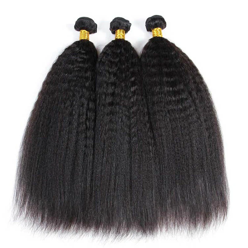 Lemoda Kinky Straight 3 Bundles with 13x4 Lace Frontal Transparent human hair - Image 3