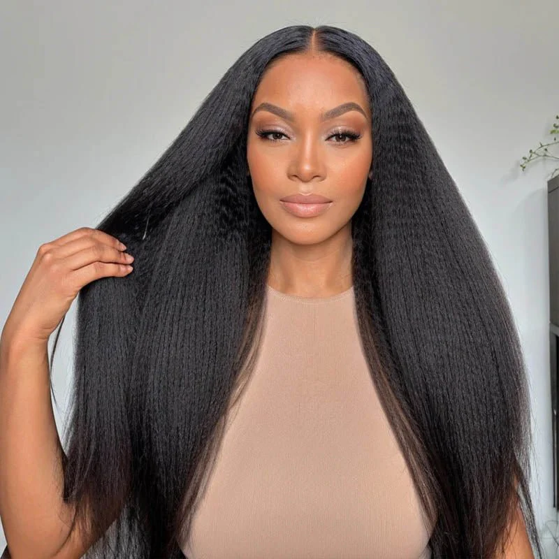 Lemoda Kinky Straight 3 Bundles with 13x4 Lace Frontal Transparent human hair - Image 7