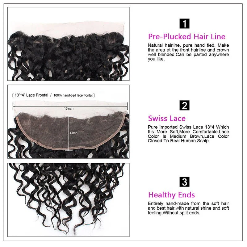 Lemoda Water Wave HD Lace Frontal Closure 13x4 Ear to Ear Lace Frontal With Baby Hair - Image 4