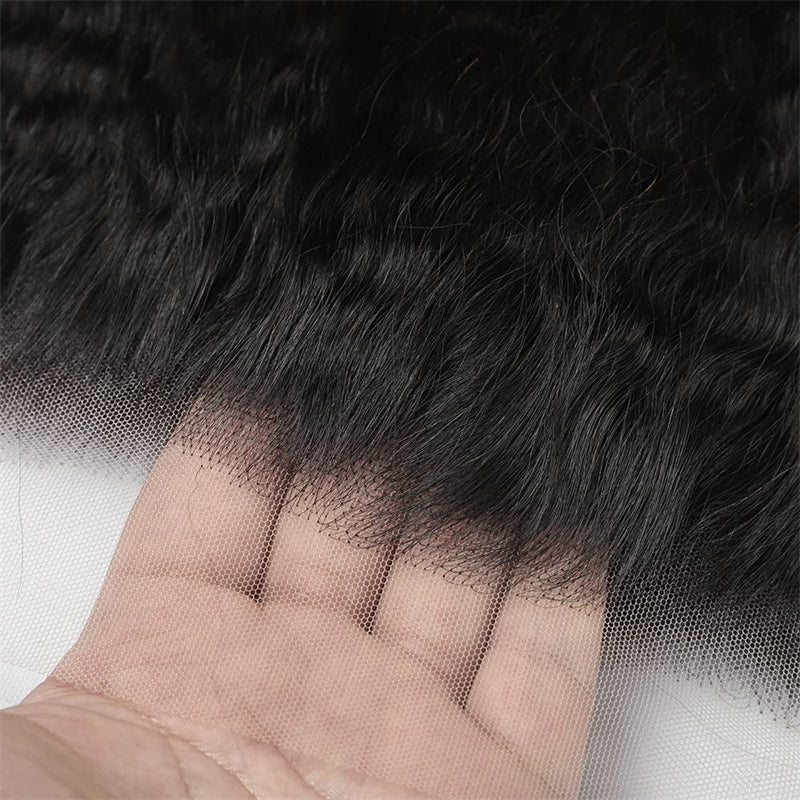 Lemoda 13 x 4 Lace Frontal Closure Kinky Straight Ear to Ear HD Lace Frontal Pre Plucked Closure - Image 3