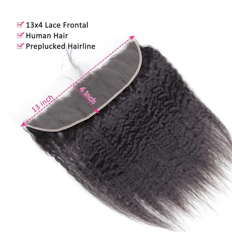 Lemoda 13 x 4 Lace Frontal Closure Kinky Straight Ear to Ear HD Lace Frontal Pre Plucked Closure - Image 4