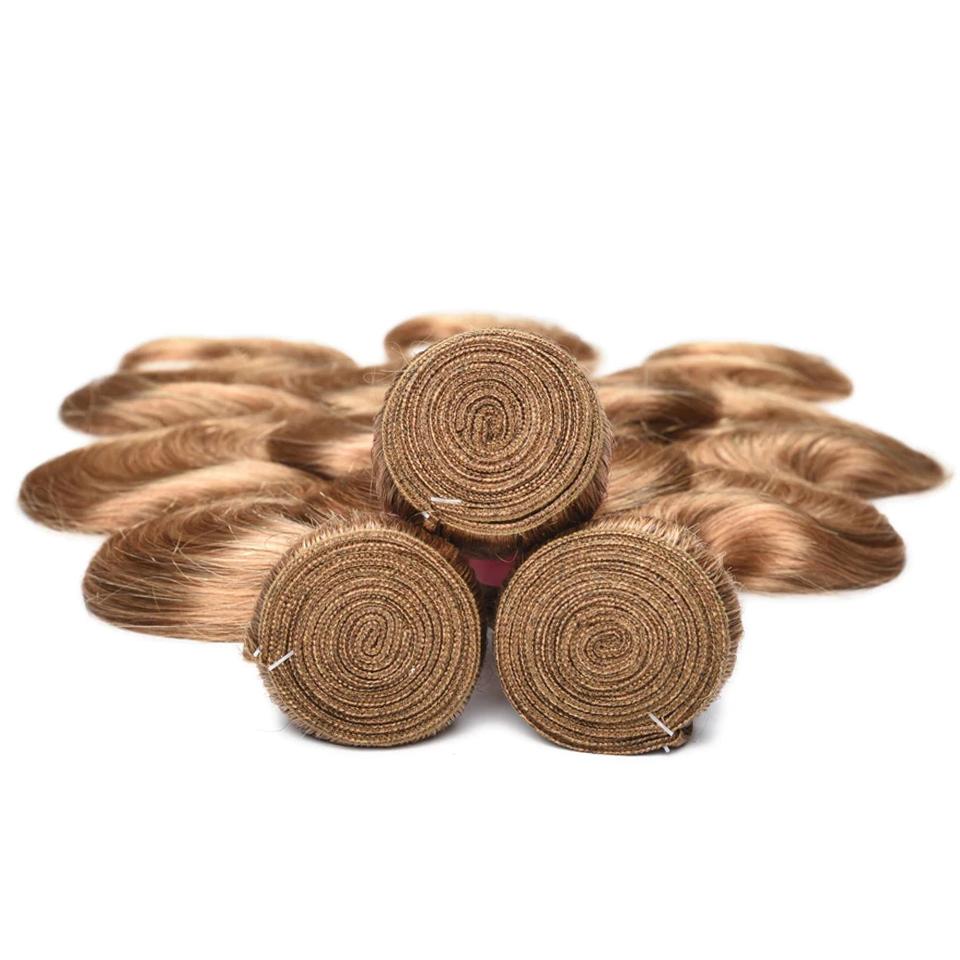 Lemoda #27 Light Brown Body Wave 3 Bundles With 4x4 Lace Closure 100% Real Human Hair - Image 5