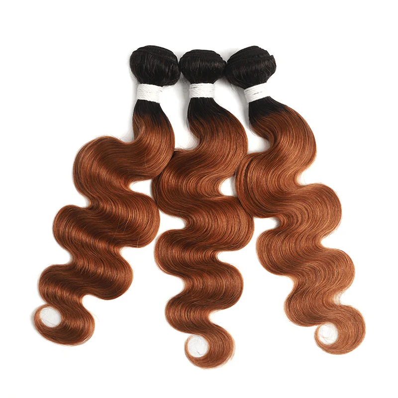 Lemoda Ombre 1B/30 Body Wave 3 Bundles With 4x4 Lace Closure Colored Virgin Human Hair - Image 3