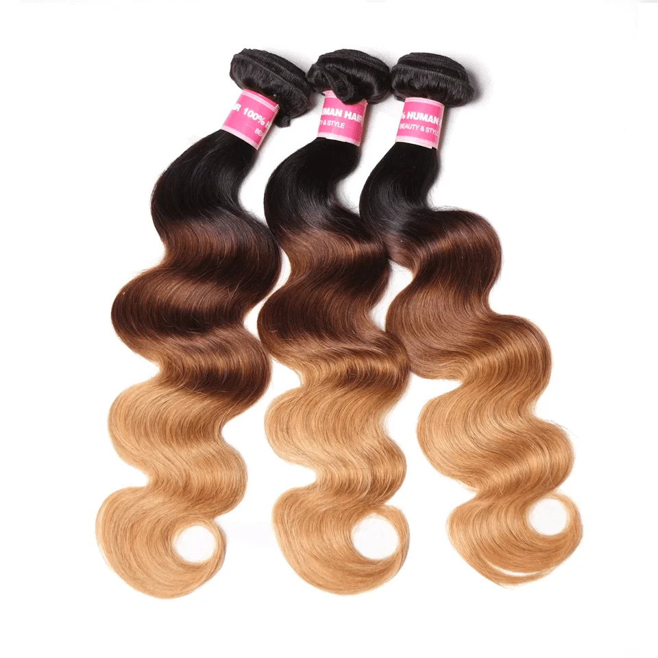 Lemoda Ombre 1B/4/27 3 Tones Body Wave 3 Bundles with 4X4 Lace Closure 100% Real Human Hair - Image 3