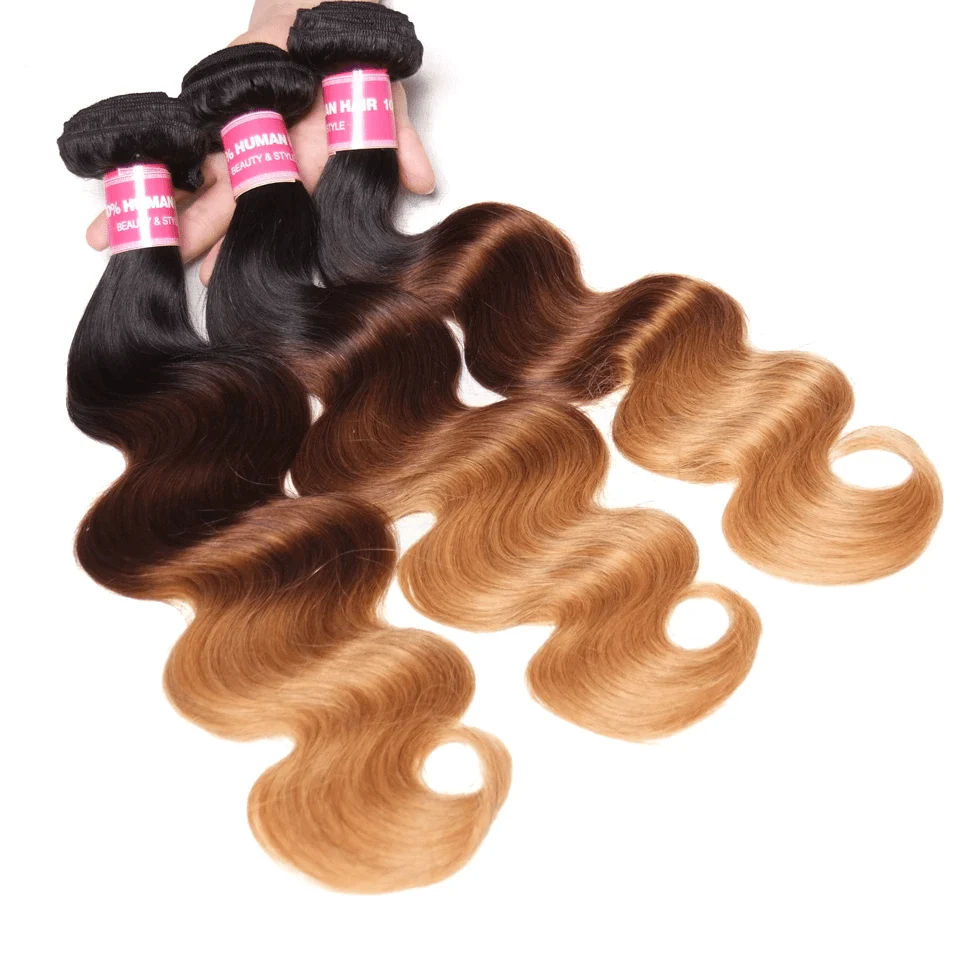 Lemoda Ombre 1B/4/27 3 Tones Body Wave 3 Bundles with 4X4 Lace Closure 100% Real Human Hair - Image 4