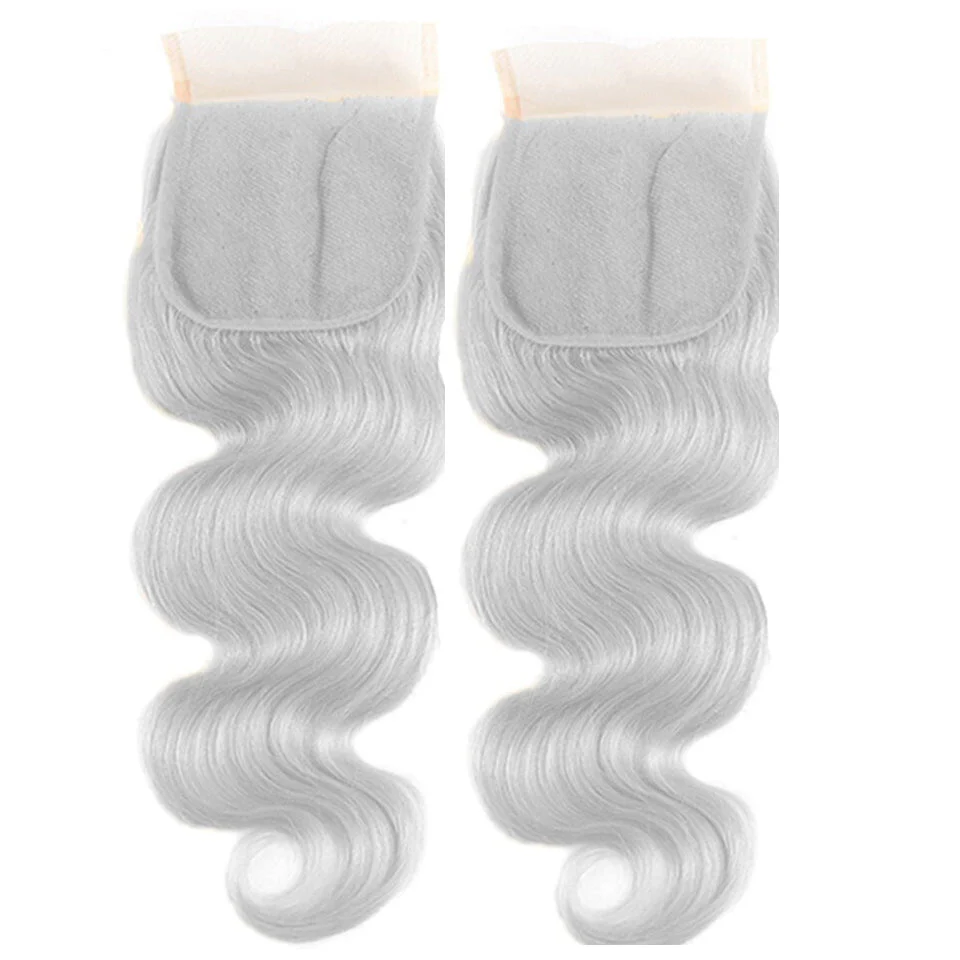 Silver Grey Body Wave 3 Bundles With 4x4 Lace Closure Remy Brazilian Human Hair - Image 3