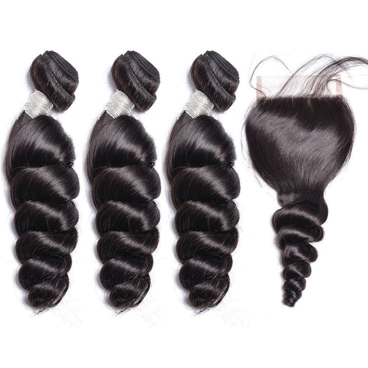 Peruvian Loose Wave Virgin Human Hair 3 Bundles With 4x4 Lace Closure - Image 5