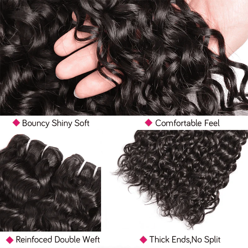 Indian Human Hair 4 Bundles Water Wave Virgin Hair Weaves - Image 7