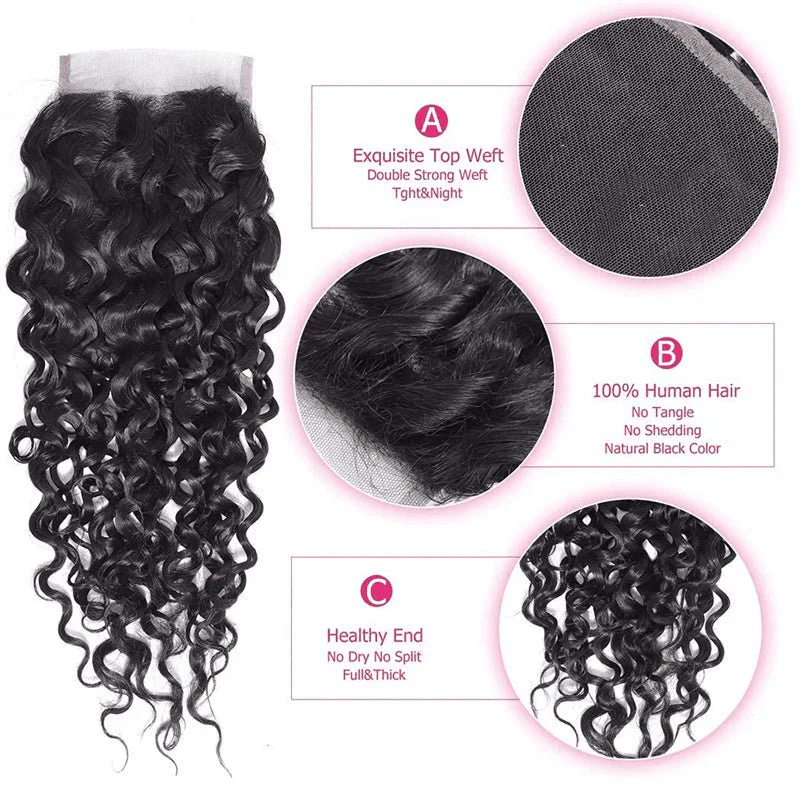 Indian Unprocessed 3 Bundles Water Wave Virgin Hair With 4x4 Lace Closure - Image 5