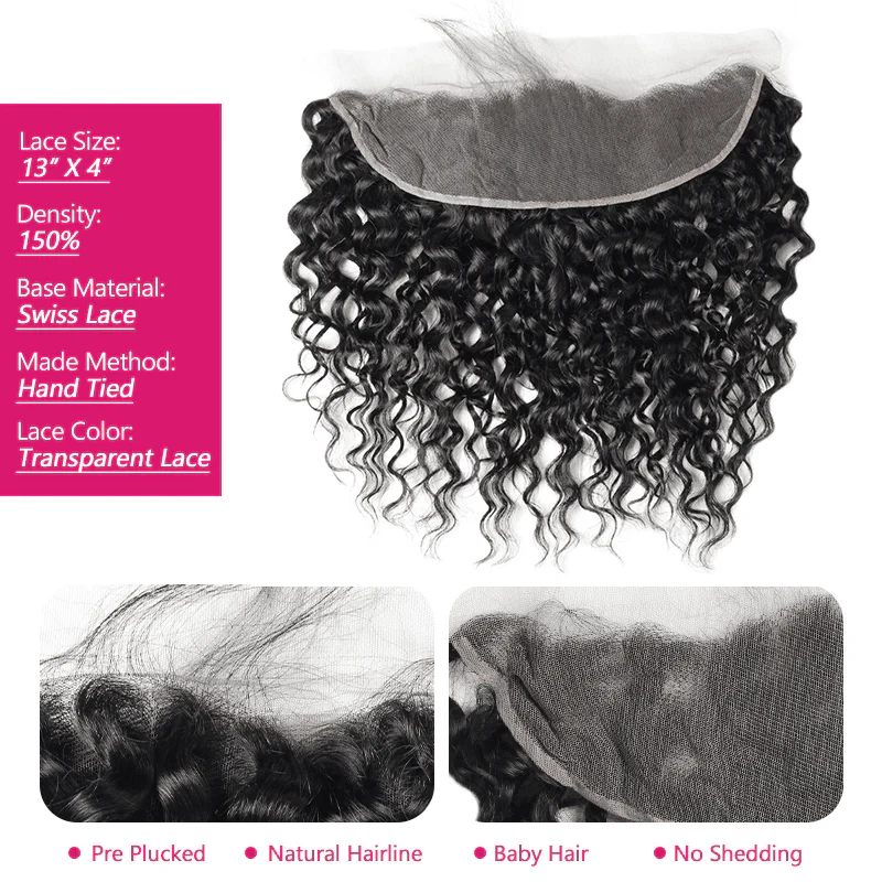 Virgin Hair Water Wave Hair Bundles With Transparent 13x4 Lace Frontal - Image 5